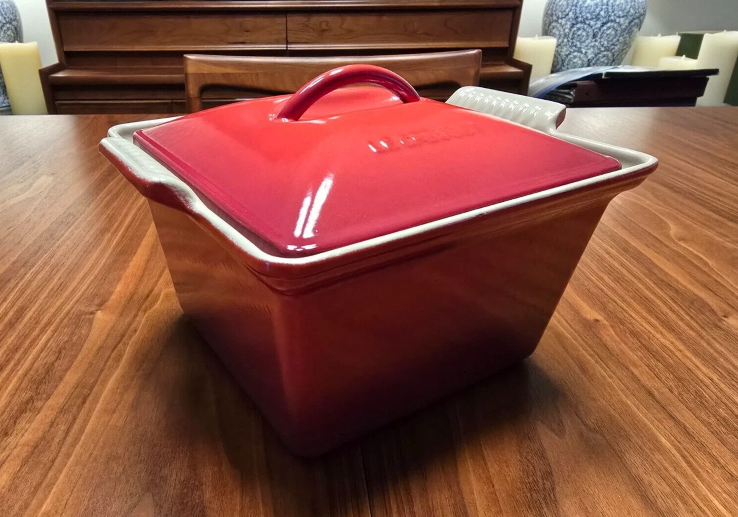 Le Creuset Enameled Cast Iron Cerise Red Square Terrine Loaf Baker RARE!
Opens in a new window or ta