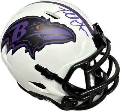 Terrell Suggs Baltimore White Eclipse Signed Mini Football Helmet (JSA)