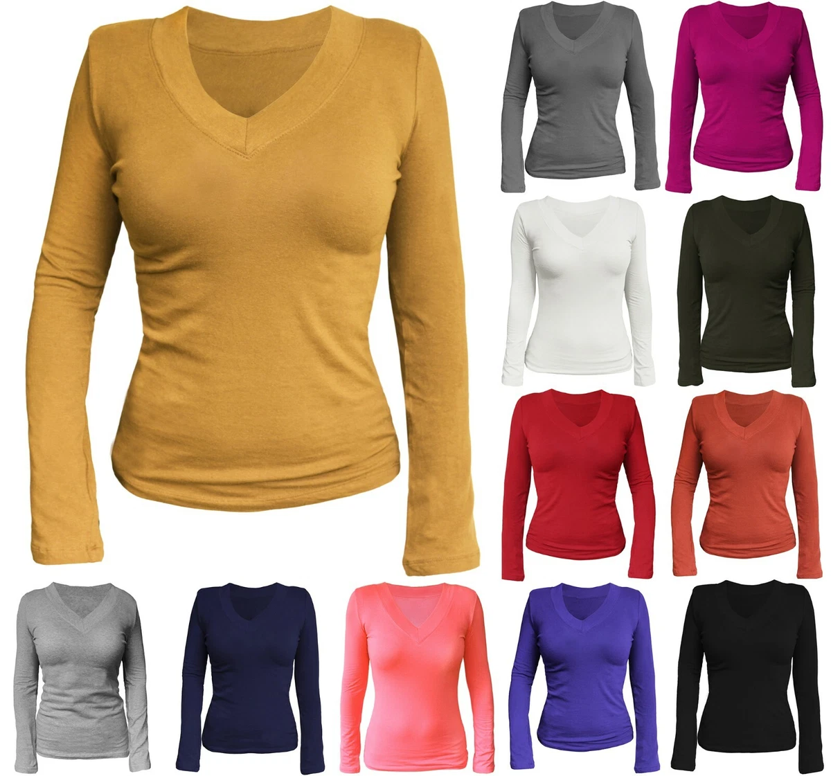 Long sleeve hot sale deep v shirt