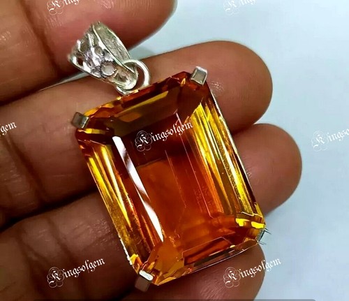 Hermosa piedra preciosa suelta solitario de plata alemana esmeralda citrina amarilla 70+ quilates - Imagen 3 de 5
