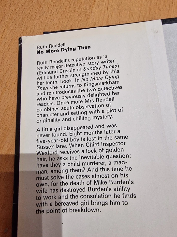 No More Dying Then  : Ruth Rendell. Hardback Book - Image 3 of 3