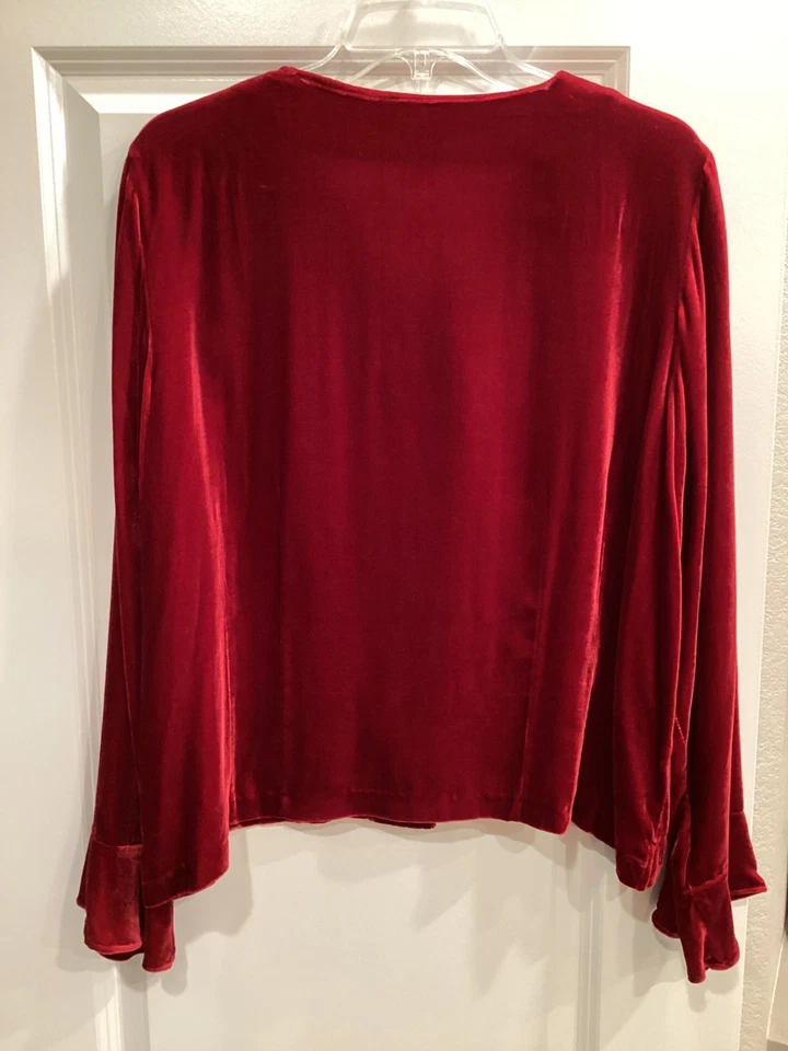 Blusa Coldwater Creek Para Mujer Talla L Terciopelo Seda Top Abotonada Vacaciones Foto 4 de 4