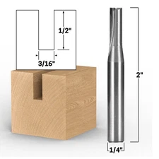 3/16" Diameter Straight Router Bit - 1/4" Shank - Yonico 30014-SC