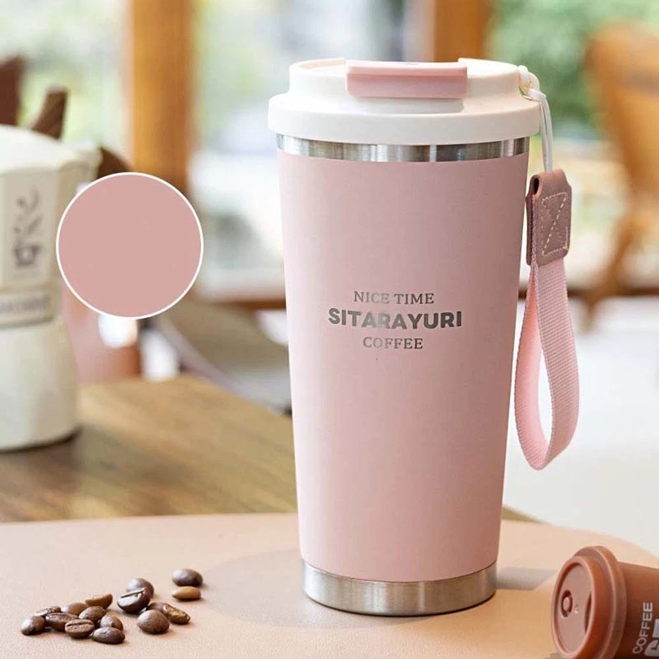 TPR Coffee Water Cup 304 Stainless Steel Handhold Portable Bottle Cycling - Image 4 of 4