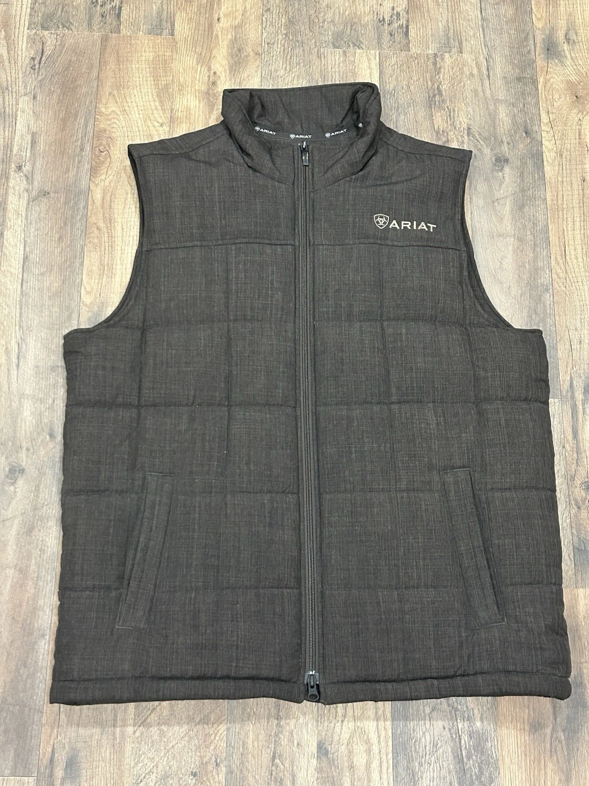 Ariat Crius Insulated Vest Brown Puffer Full Zip Workwear Mens L Concealed Carry