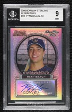 2005 Bowman Sterling Refractor 23/199 Ryan Braun #BS-RB BGS 9 MINT Auto 0m3b