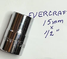 Evercraft  15 mm x 1/2" Dr Socket - 12 Pt - Free USA Ship