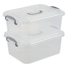 8 Quart Plastic Latching Box With Handle Clear Lidded Storage Bins 2 Pack