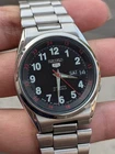 Seiko 5 Automatic 7S26-02C0 Rare Black Railway Dial Vintage Men's Watch Japan