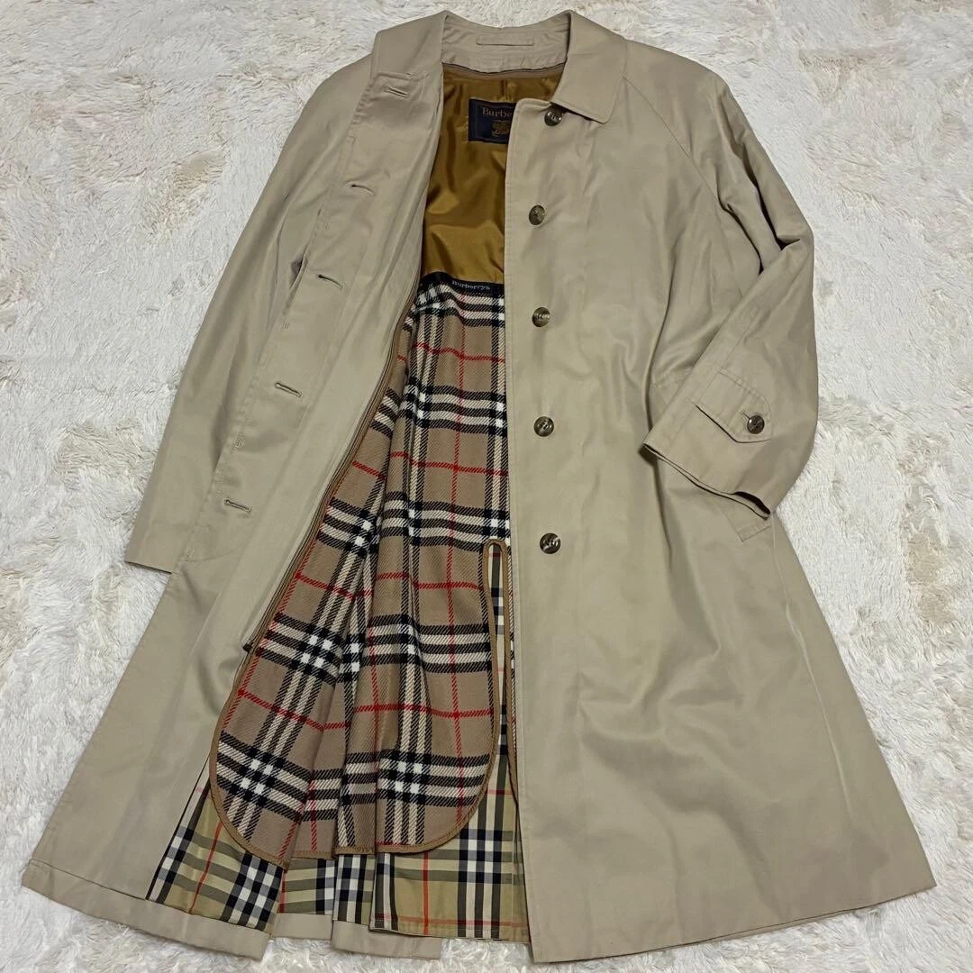 Auténtica gabardina larga forrada a cuadros Burberrys Nova beige vintage