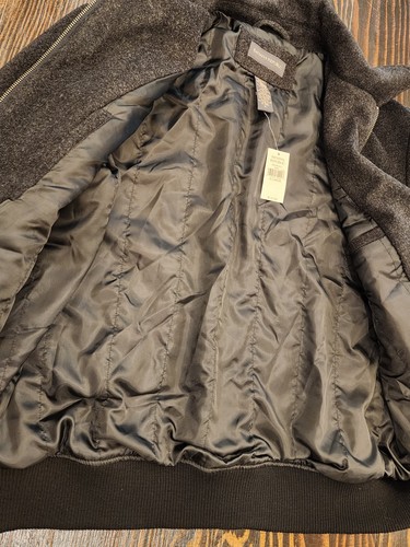 Banana Republic Mens XL Extra Large Bomber Jacket Coat Dark Gray Wool Cashmere - Picture 8 of 11