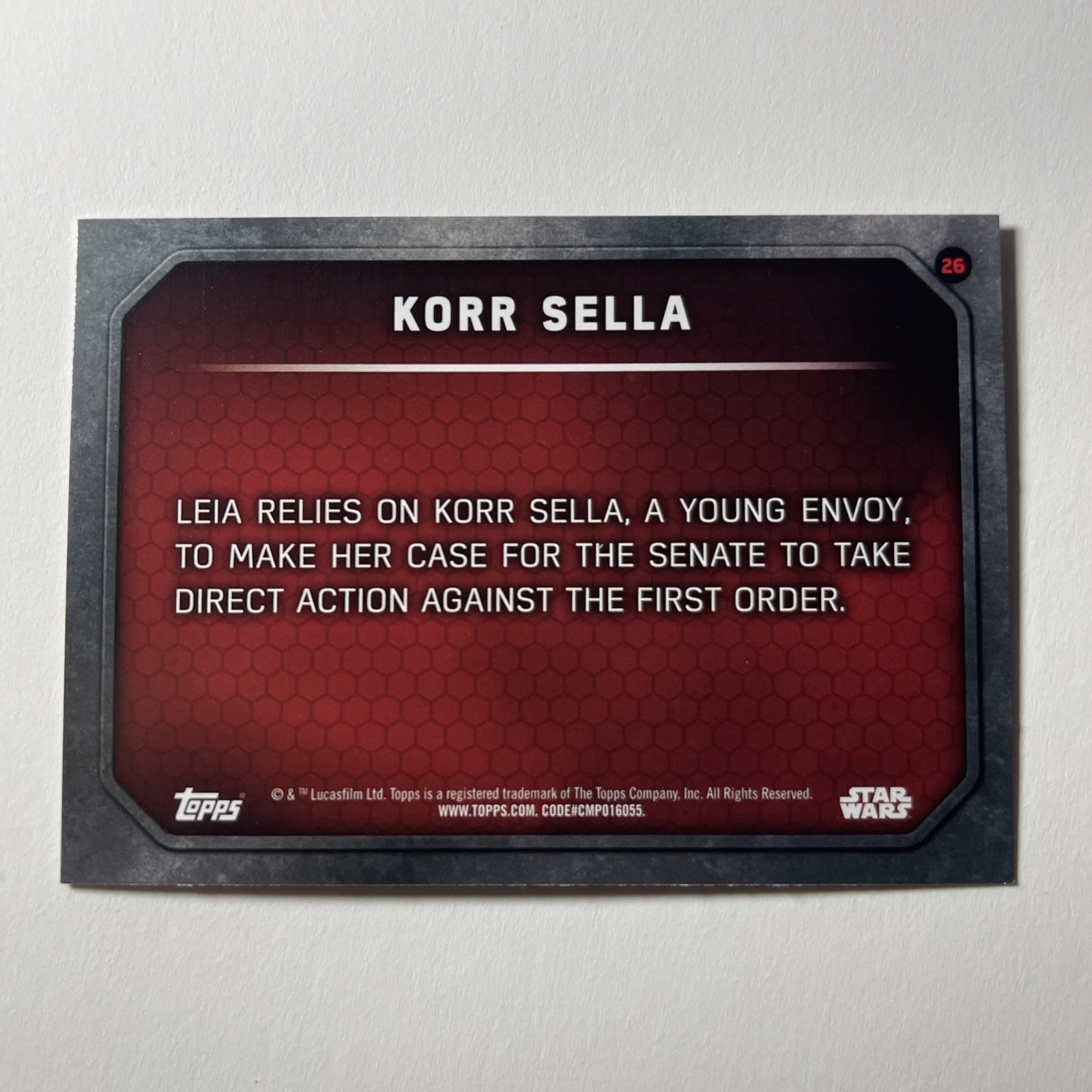 2015 Topps Star Wars The Force Awakens Series 1 Korr Sella Green Card #26