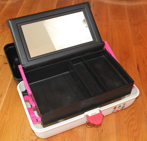 Vtg 90s Caboodles Make-Up Organizer Case Black White Pink with Mirror - Picture 6 of 8