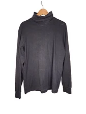 Uniqlo Brushed Cotton Turtleneck Long-Sleeve Tee in Black Size L