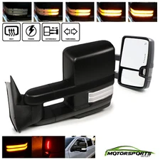 For 07-13 Silverado Power+Heated Sequential Signal Trailer Chrome Towing Mirrors
