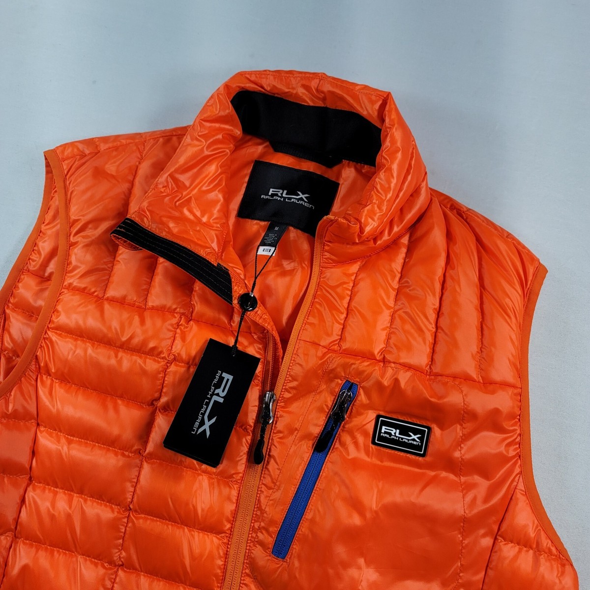 ジャケット・アウター Ralph Lauren Leather Coating Down Vest Polo Ralph Lauren RLX Down Quilted Vest Men's Medium Orange