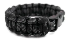 Paracord Bracelet 550 Black Tactical 3/8" Buckle (Touch of Grey) Hand Made 