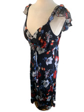 DONNA GI Italian Black Floral Design Maxi Dress Evening Designer UK 14 Wedding