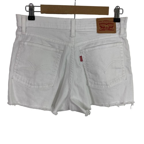 Levi's White Denim High Rise Raw hem Shorts Women's Size 30 - Picture 2 of 8