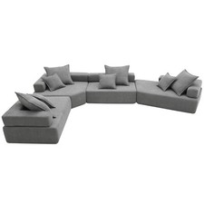 Oversized U Shape Sectional Sofa Convertible Foam-Fill Modular Couch With Pillow