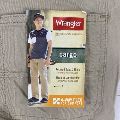 Wrangler Boys Beige 4-Way Flex Cargo Pants Size 14 Stretch Straight Leg 27x27.5 - Picture 6 of 11