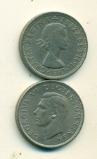 2 DIFFERENT 2 SHILLING COINS from GREAT BRITAIN DATING 1948 & 1966 (2 TYPES)