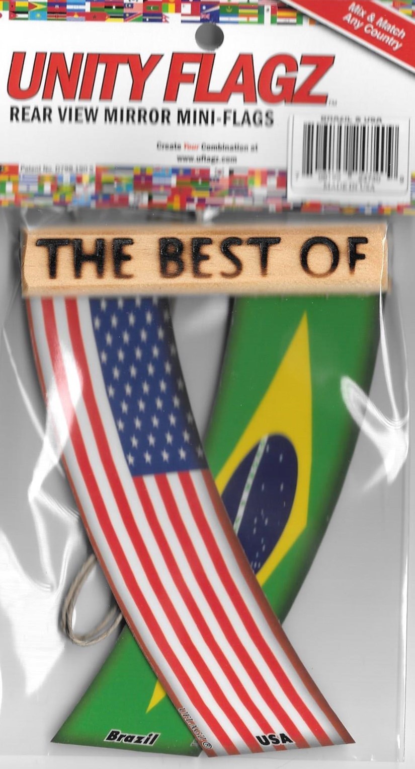 Rear view mirror car flags Brazil and USA Brazilian unity flagz for inside car