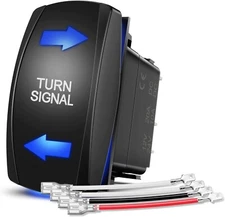 Nilight Turn Signal Switch Blue 4Pin ON OFF ON Rocker Switch Laser Etched SPDT