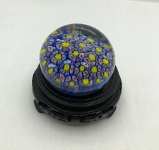 VINTAGE TRIPACT INC M DESIGN ART Handcraft Blue Yellow  Paper Weight