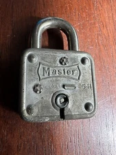 Master Lock Padlock #44 No Original Keys 5-H Vintage Made USA Costume Prop Set