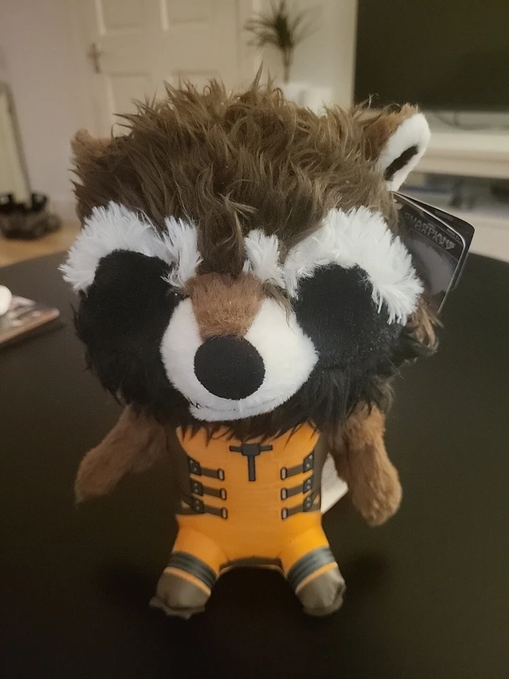 Marvel Guardians of the Galaxy 9" Talking Rocket Raccoon Plush Toy 4 Phrases - Image 2 of 4