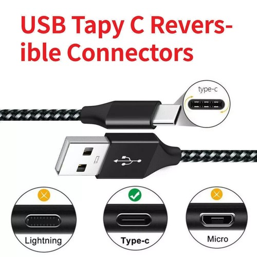 1/3 Pack 3/6/10Ft USB to Type-C Cable Fast Charger Charging Data Sync Cord - Photo 40 sur 86