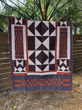 Vintage Handmade Primitive Folk Art Ant Quilt 82x54 Throw Patchwork Whimsical