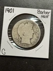 1901 Barber Silver Half Dollar G+ Good Better Date US 50c Coin (Raw18300)