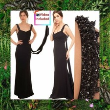 BADGLEY MISCHKA Dress Gown Black Satin Long Formal Evening Wedding 16 XL 1,100