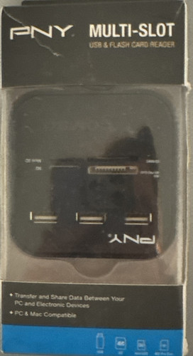 PNY Multi-Slot USB & Flash Card Reader (P-UBSDRDR21K-RF) New - Picture 1 of 2