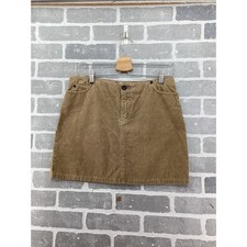 American Eagle Tan Corduroy Mini Skirt Y2K Brown Cotton A-Line Size 4