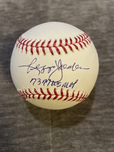 Reggie Jackson Autographed Baseball with 73 77 WS MVP inscription PSA/DNA Cert