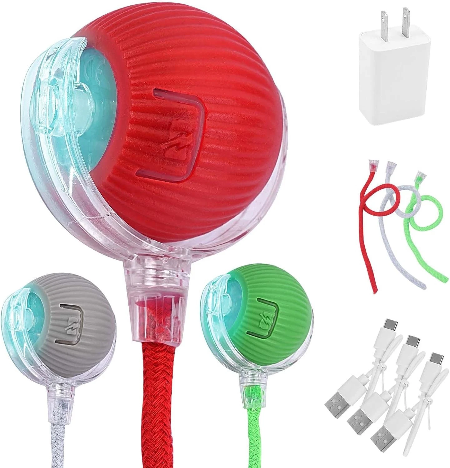 2026 Cat Toy, Electric Ball, Automatic USB-Rechargeable Ball Toy 3-Pack (Red/Gre