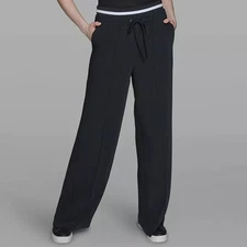 Karl Lagerfeld Paris Bi Stretch Wide Leg Black Pants Waist Band Womens Size S