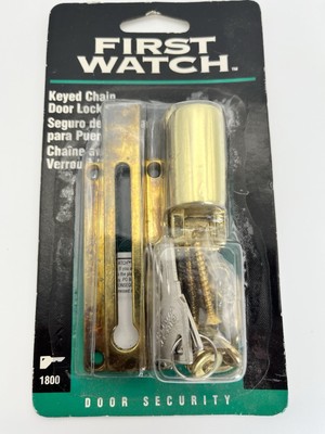 First Watch 1800 Keyed Chain Door Guard Brass NOS Sealed Package Keys Hardware