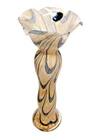 Murano Lavorazione Arte Italy VTG 1960s Art Glass Vase 11"H Yellow Blue Swirl