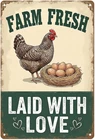 Farmhouse Vintage Chicken Metal Tin Wall Decor Sign 8x12 Inch