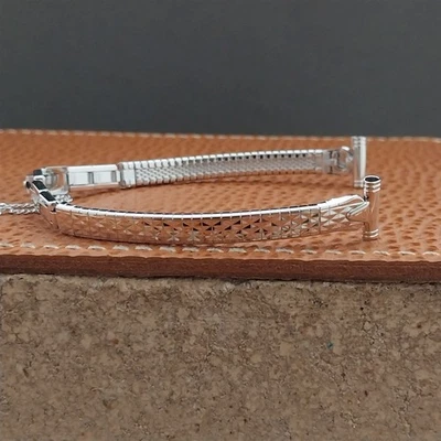 11mm 1970s Bulova Rhodium Plate Stainless Steel Unused Ladies Vintage Watch Band - Image 1 of 4