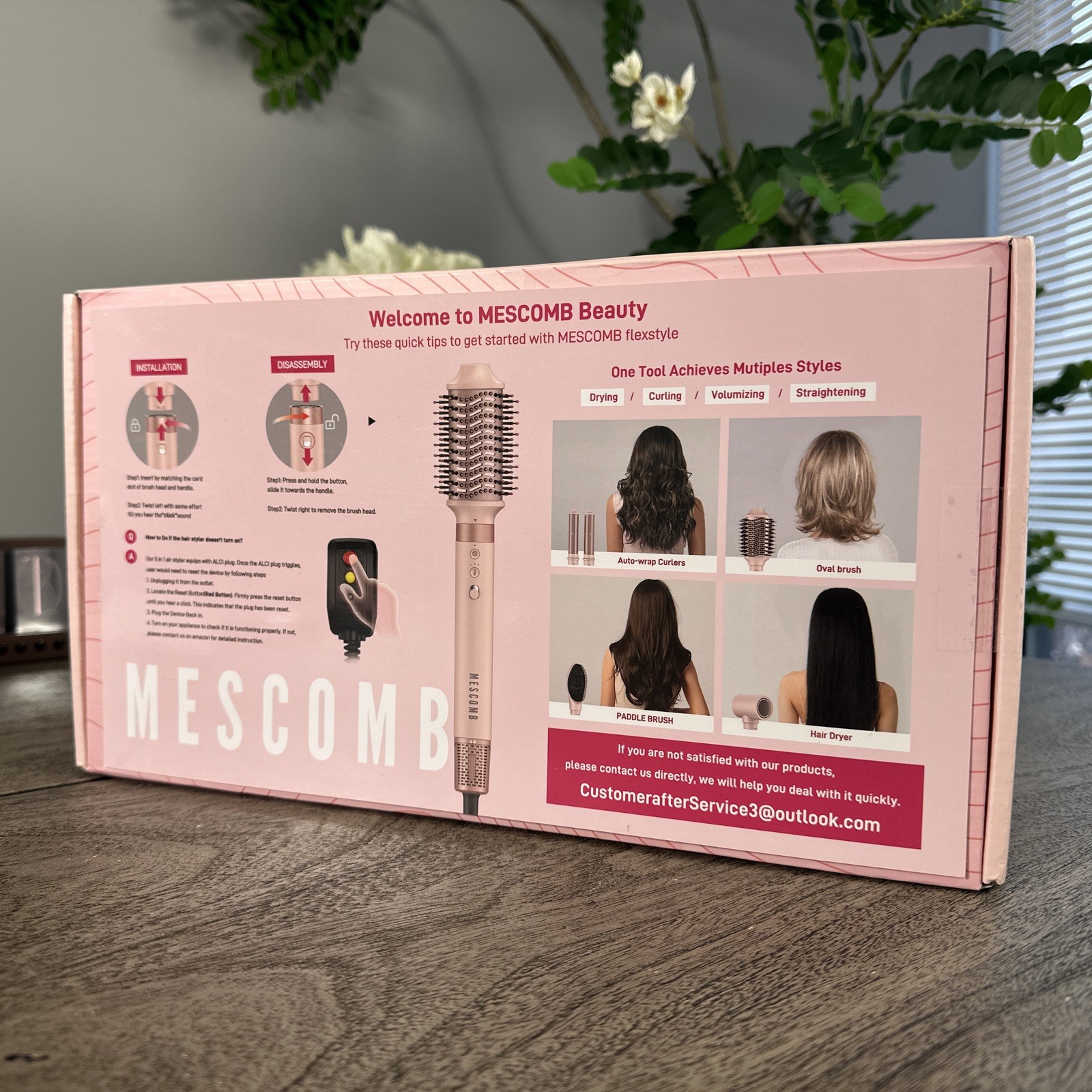 Mescomb HL-3030 Pink Corded Electric 5 In 1 High Speed Hair Dryer Brush