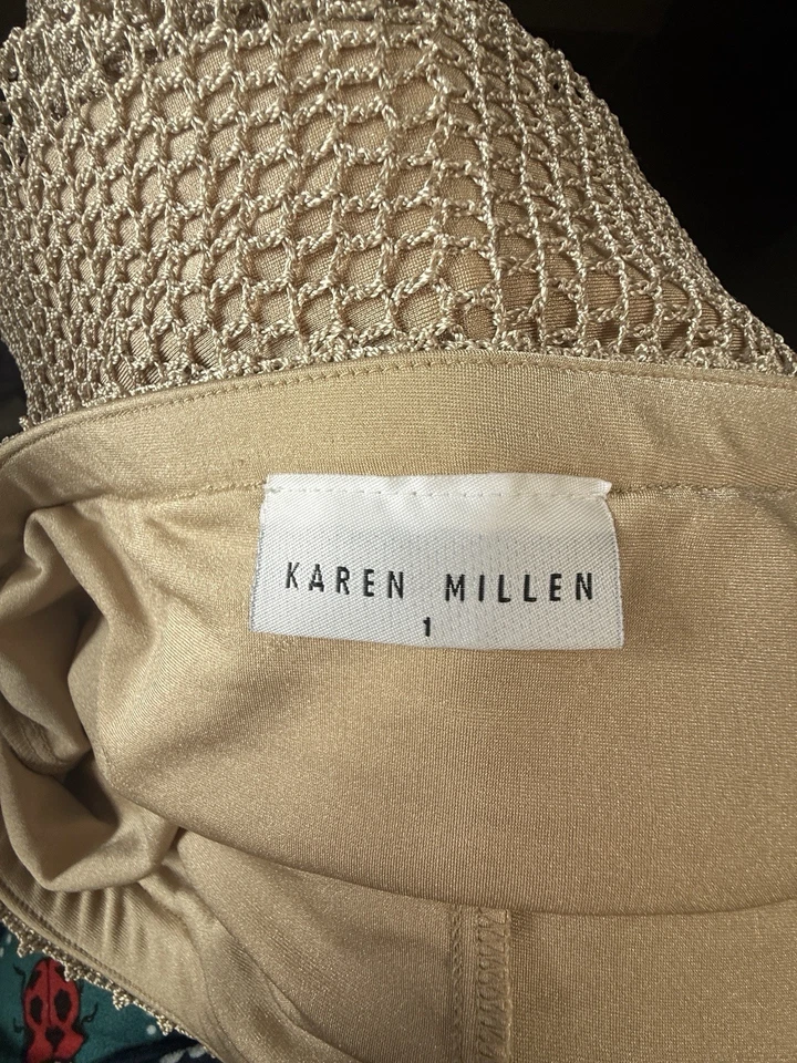 Karen Millen Vintage UK10/12 EU38/40 US6/8 Knitted Crochet Beige Midi Skirt - Image 2 of 4
