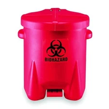 Eagle Mfg 943Bio Biohazard Step On Waste Can, 6 Gallon Capacity, Polyethylene,