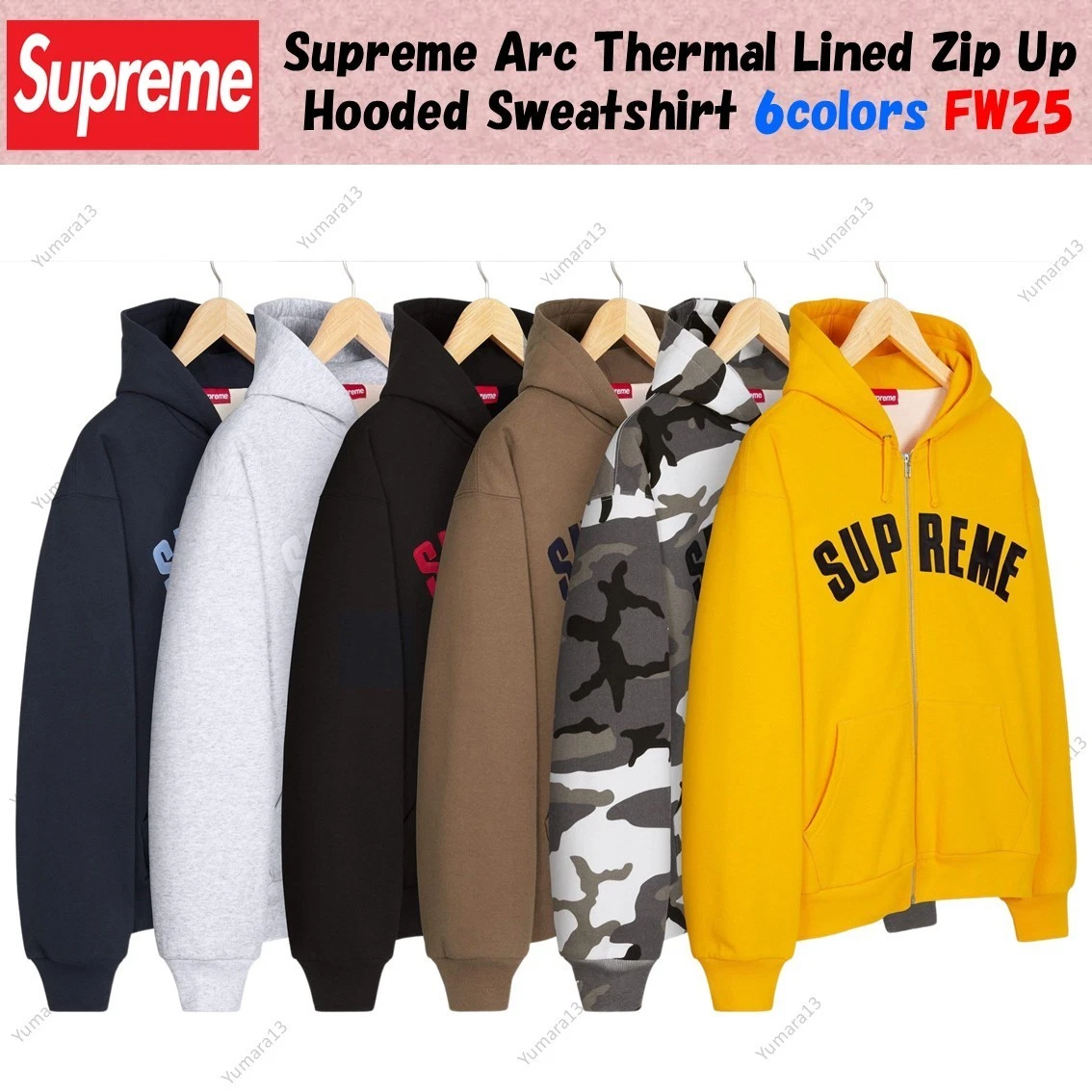 Supreme Arc Thermal Lined Zip Up Hooded Sweatshirt 6colors FW25
Opens in a new window or tab