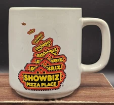 Vintage Showbiz Pizza Place White Ceramic Advertising Coffee Mug