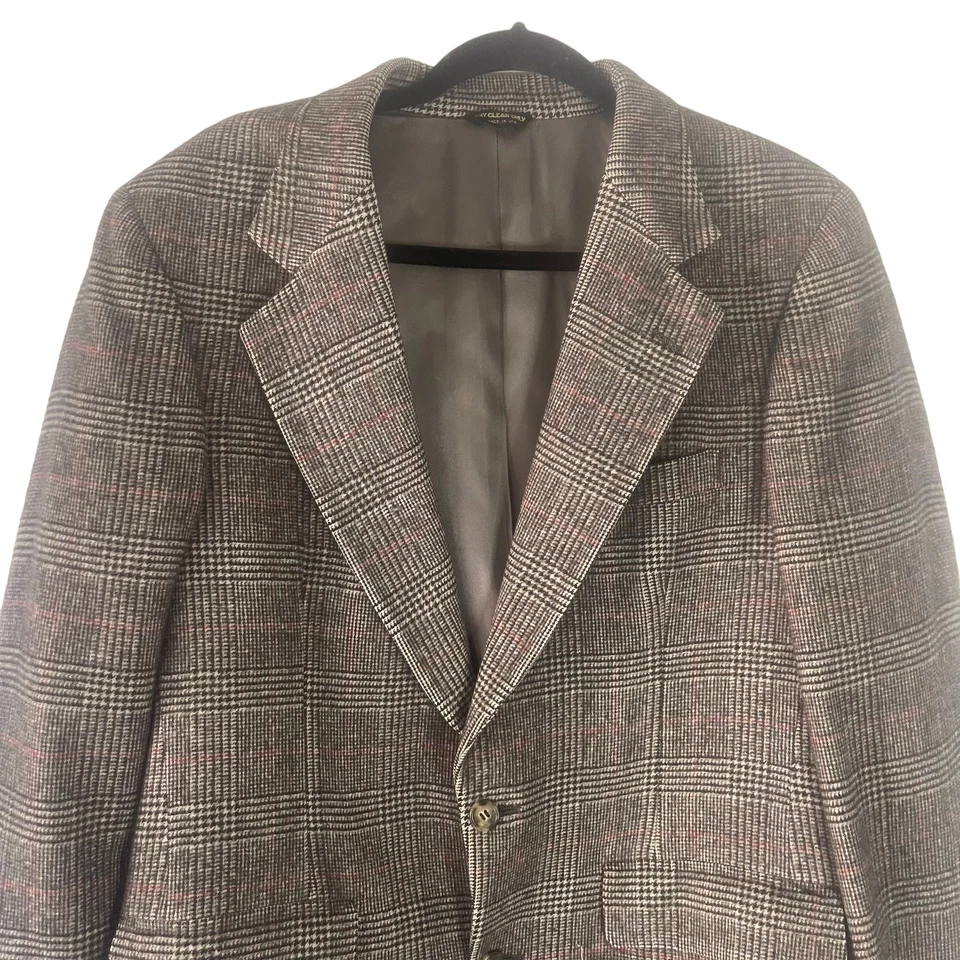 Barrister Men's Size 40 Large Houndstooth 100% Camel Hair Blazer - Image 2 of 4